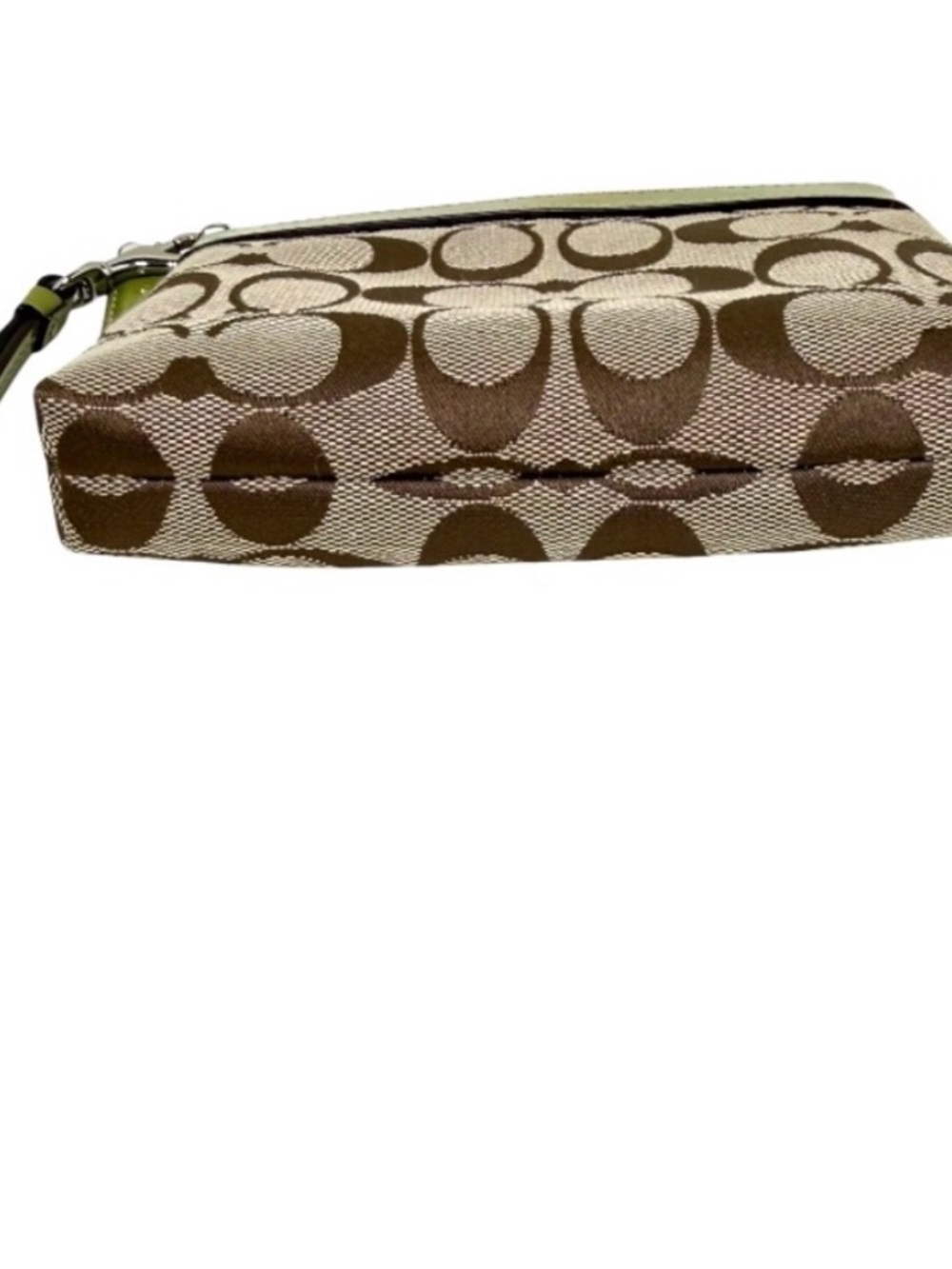Coach Signature Canvas Wristlet in Brown and Lime Green *like new - Picture 6 of 9